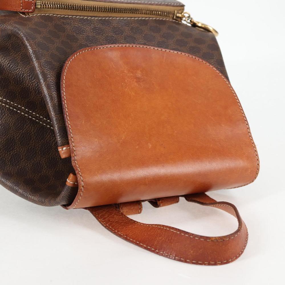 CELINE Macadam Canvas Backpack PVC Leather Brown Gold Auth 133049 - Picture 7 of 16